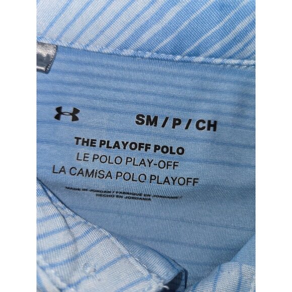 Under Armour Mens The Playoff Polo Shirt Blue Striped Small - Picture 5 of 8